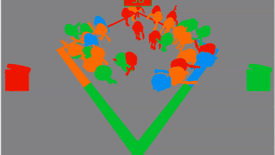 Top-down view of a Spread Out match with ink-covered terrain.